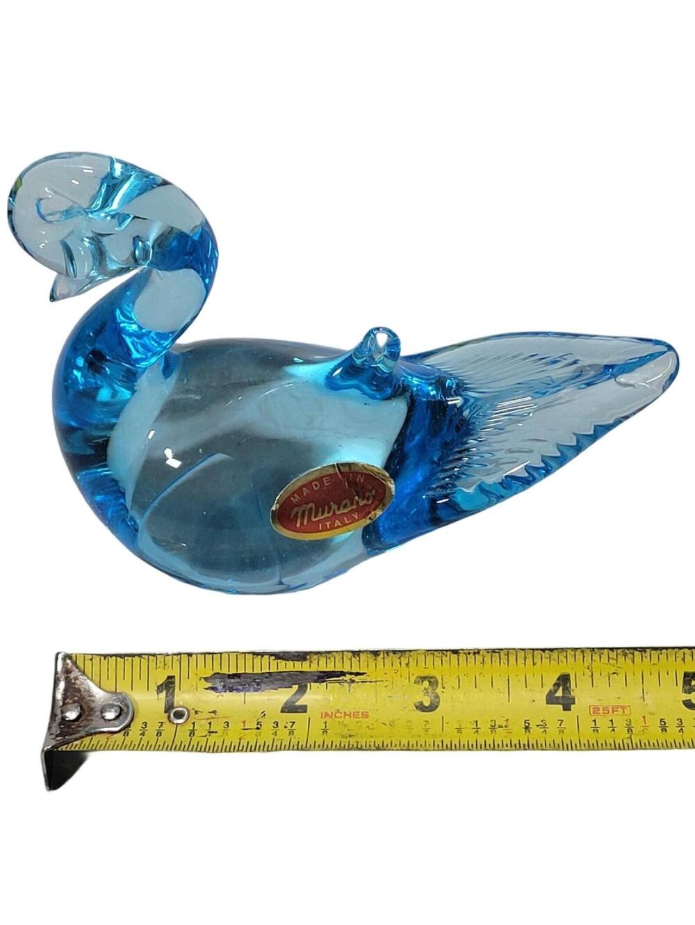 Vintage Murano Italy Blue Blown Glass Swan Duck Bird Paper Weight - Picture 9 of 10